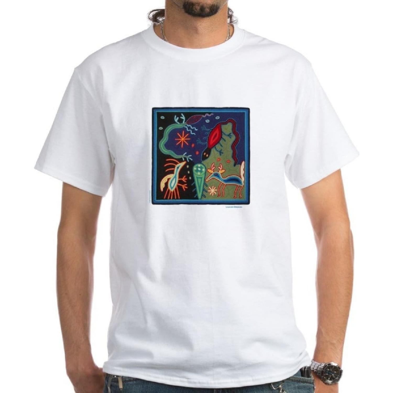 CafePress - Искусство Уичоль_ Сны ящерицы Унисекс футболка - Хлопковая футболка 100% Белый S