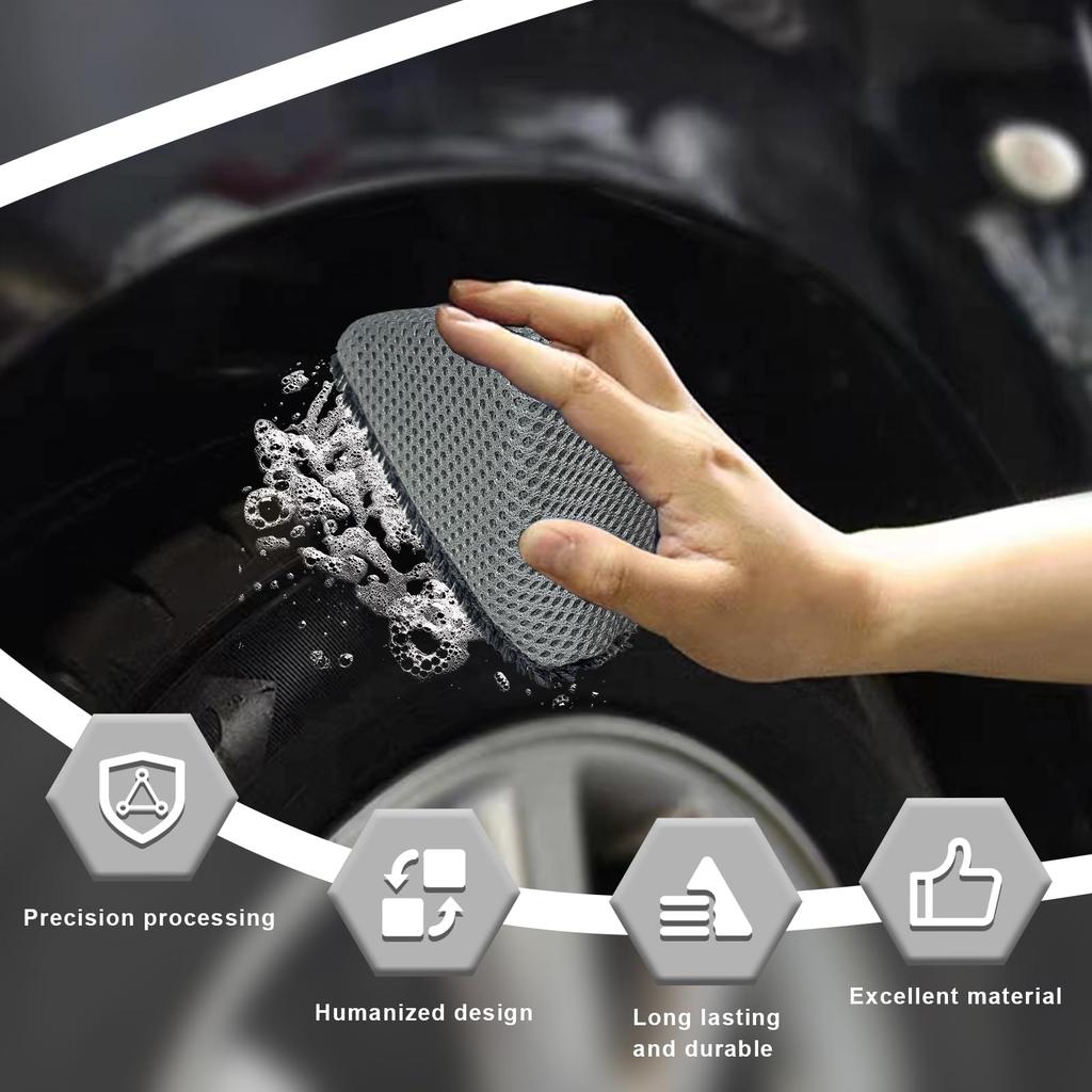 DXNQ 2pcs Car Tire Shine Applicator Pads Reusable Triangle Sponge Wheel Shine Applicator Tire