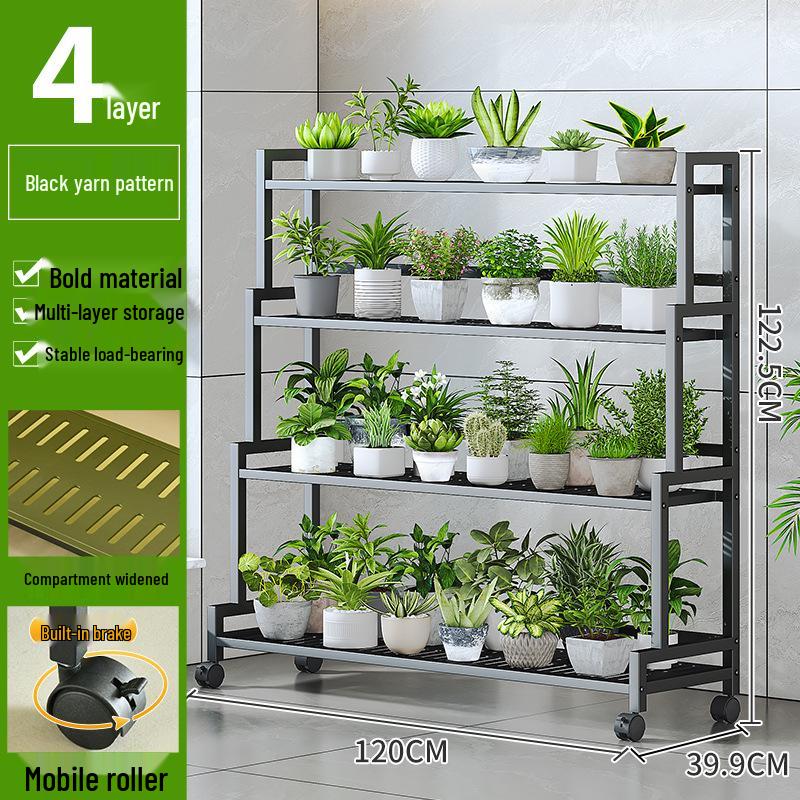 Modern Multi-Layer Wrought Iron Flower Stand & Storage Rack for Balcony & Living Room