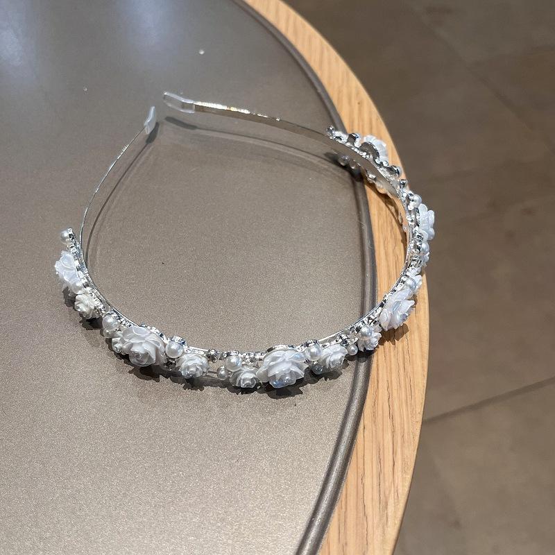 Flickor Pärlblomma Hårband Metall Halkfria Hårband Ut Mångsidiga Håraccessoarer Dagligen Håraccessoarer