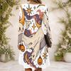 Women Criss Cross V Neck Long Sleeve Halloween Ghost Pumpkin Printed Curved Hem White Dress