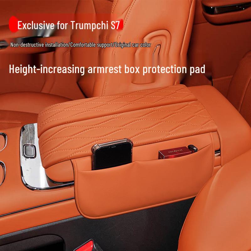 Trumpchi S7 Center Console Armrest Cover - Leather Heightening Pad for Car Interior Protection.