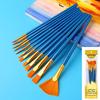 New 12Pcs Nylon Bristle Brush Set Flat Brushes Watercolor Oil Paint For Artists Amateur And Acrylic Paintings Fabric Brushes