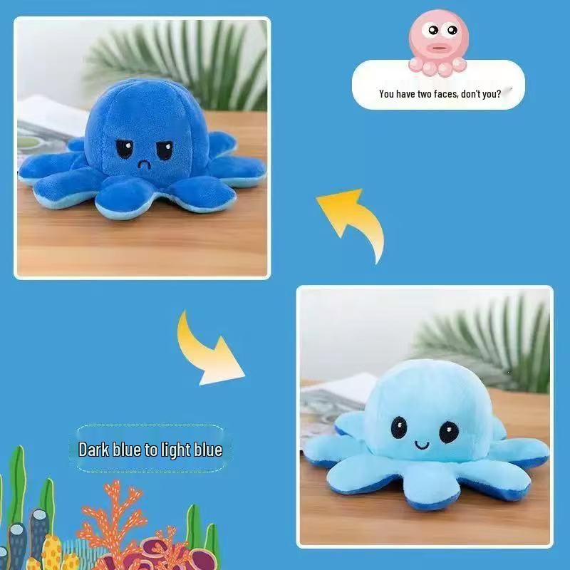 Reversible Octopus Plush Toy – Double-Sided Doll Gift for Girls & Kids, Handmade Bestseller