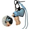 Lovely Helmet Bear Keychain Heart Keying Woven Rope Bag Pendant Car Key Chain PU Keyholders Bag Charm Decorations