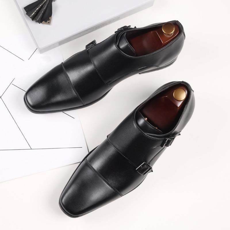Men's Business Shoes Stylish Square Toe Leather Casual Shoes High Quality Men's Party Shoes 2025 British Style Formal Work Shoe