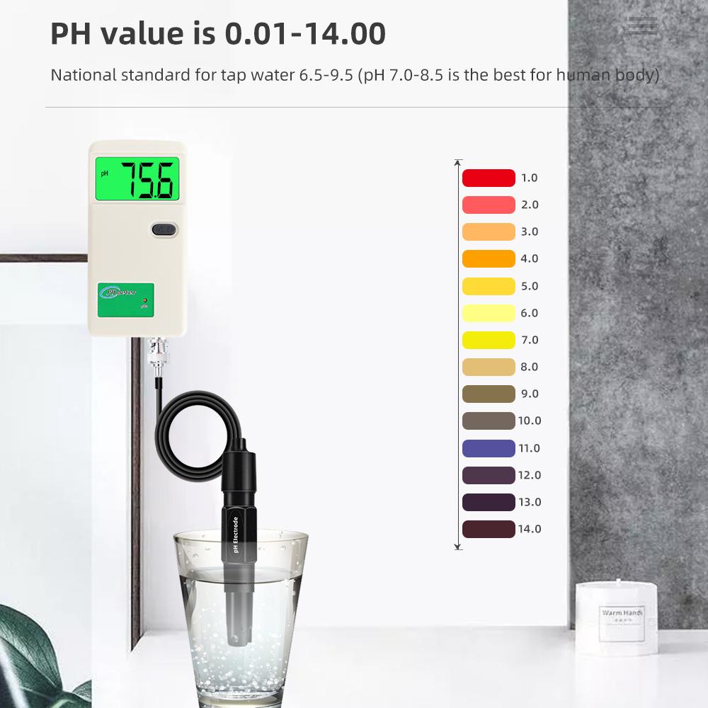 Digitales Display PH-Meter Wasserqualitätstester für Trinkwasser Aquarien Pools 0-14 PH-Elektrodenstift Professioneller Analysator