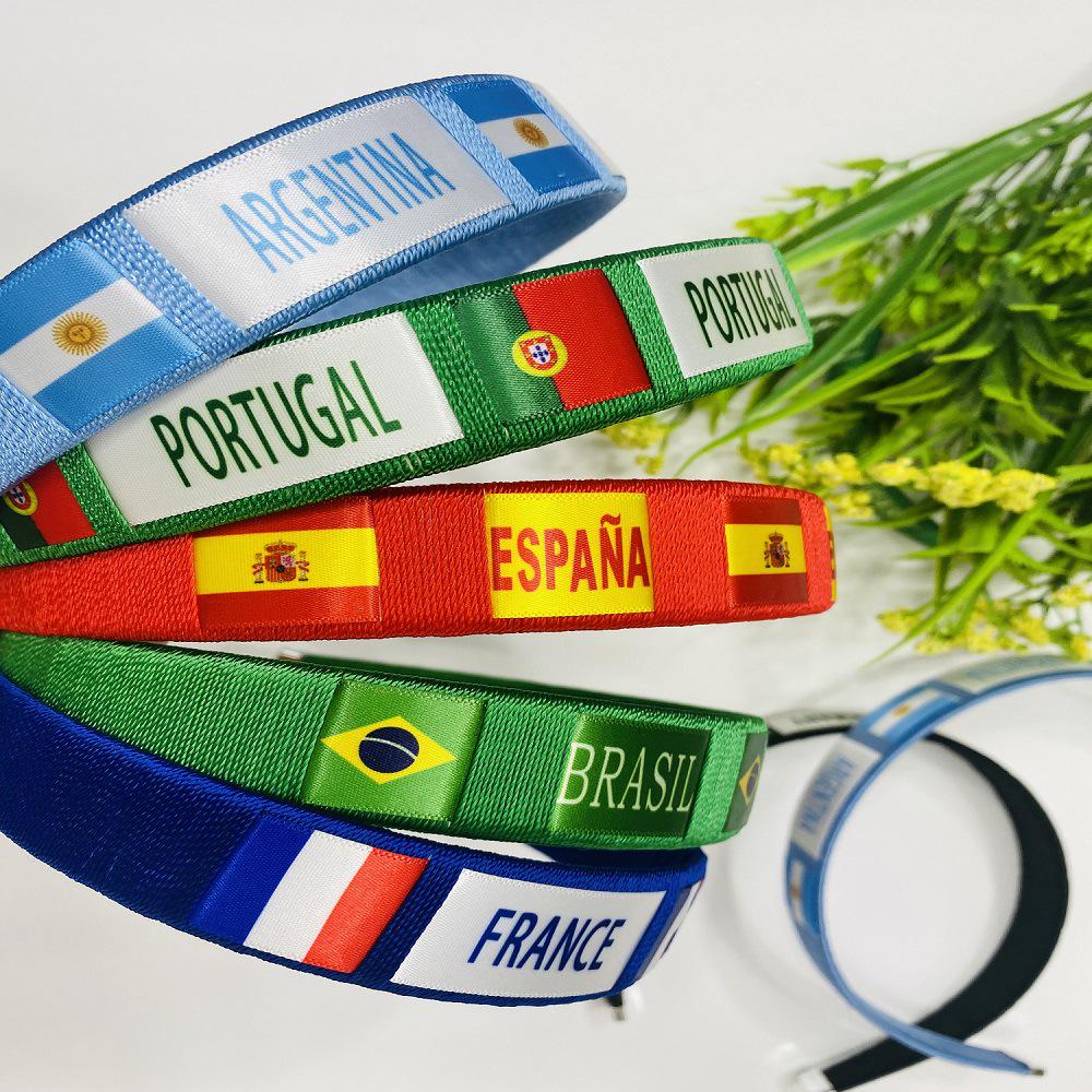 2022 World Cup National Flag Pattern Knitted Headband & Hair Clip for Men and Women Fans