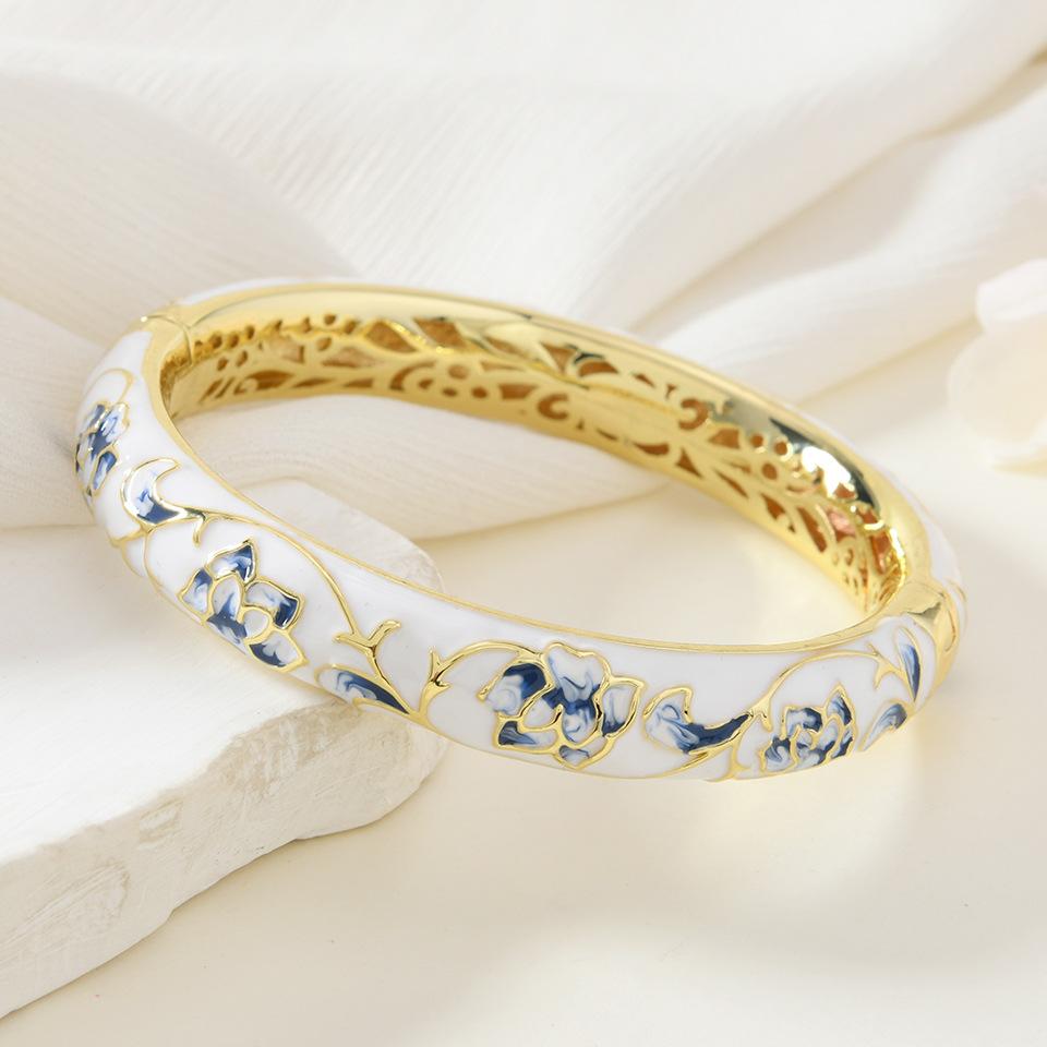 Cloisonné Email Blau und Weiß Porzellan Beste Freundin Schmuck Retro Stil Mode Geschenk