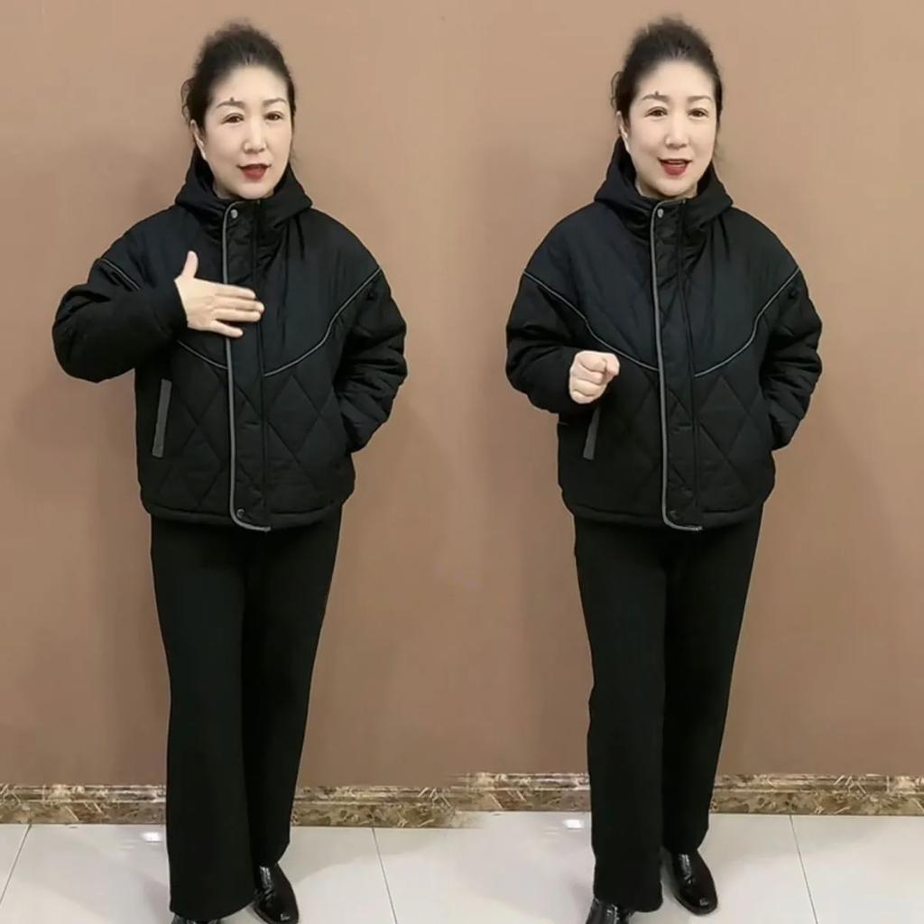Winter Baumwolljacke, Herbst- und Winter-Warmjacke, Lässige Mode, Lockere Kapuzen-Reißverschluss-Baumwolljacke, Lockere Jacke