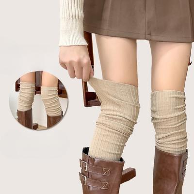 Knee-high Socks, Women's Knitted Socks, Anti-slip Thigh-wide Stockings, and Loose Socks for The Elderly During Postpartum Confinement