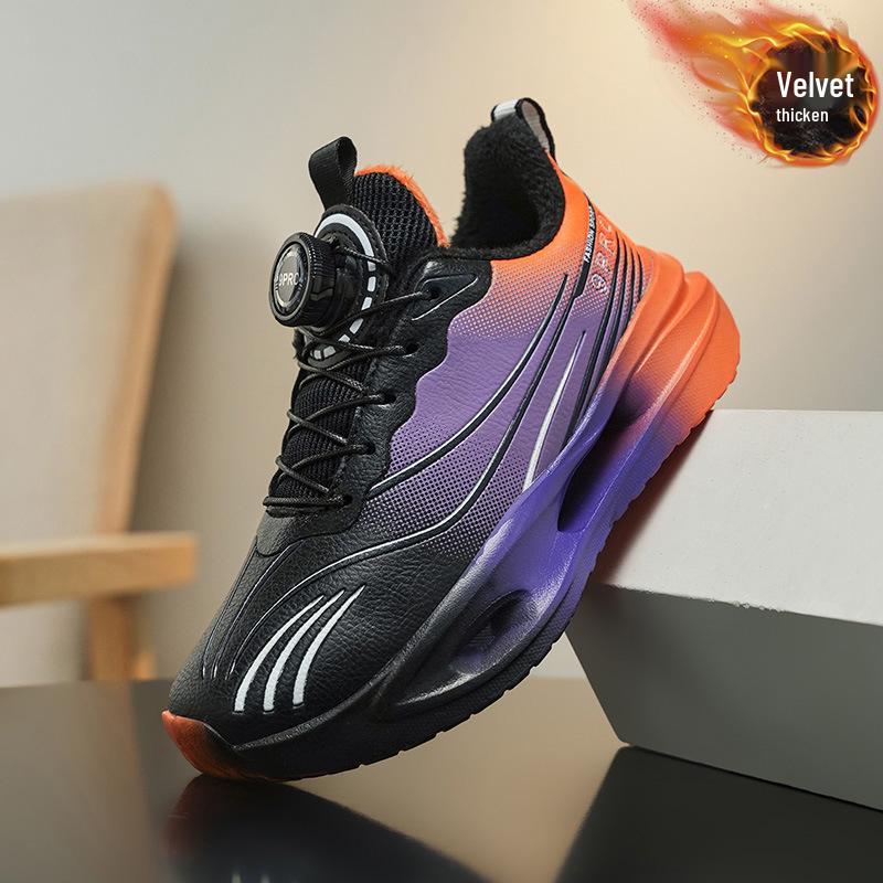 Boys' 2025 Winter Sports Running Leather Shoes - Warm, Velvet-Lined, Thickened for Comfort