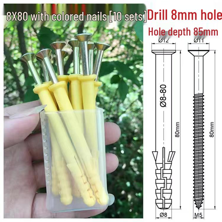 Home Use Mixed Pack: Yellow Plastic Expansion Tubes, Zinc Nails, Stainless Steel Screws