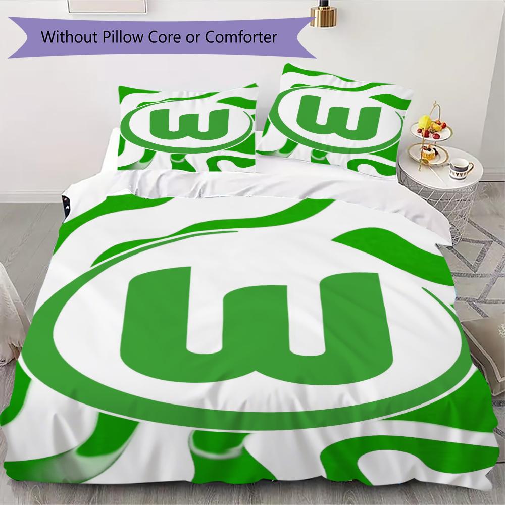 VfL Wolfsburg Pattern Bedding Uilt Set Uilt Cover Pillowcase Home Decoration Birthday Gift (1 * Duvet Cover + 2 * Pillowcase Without Core)100