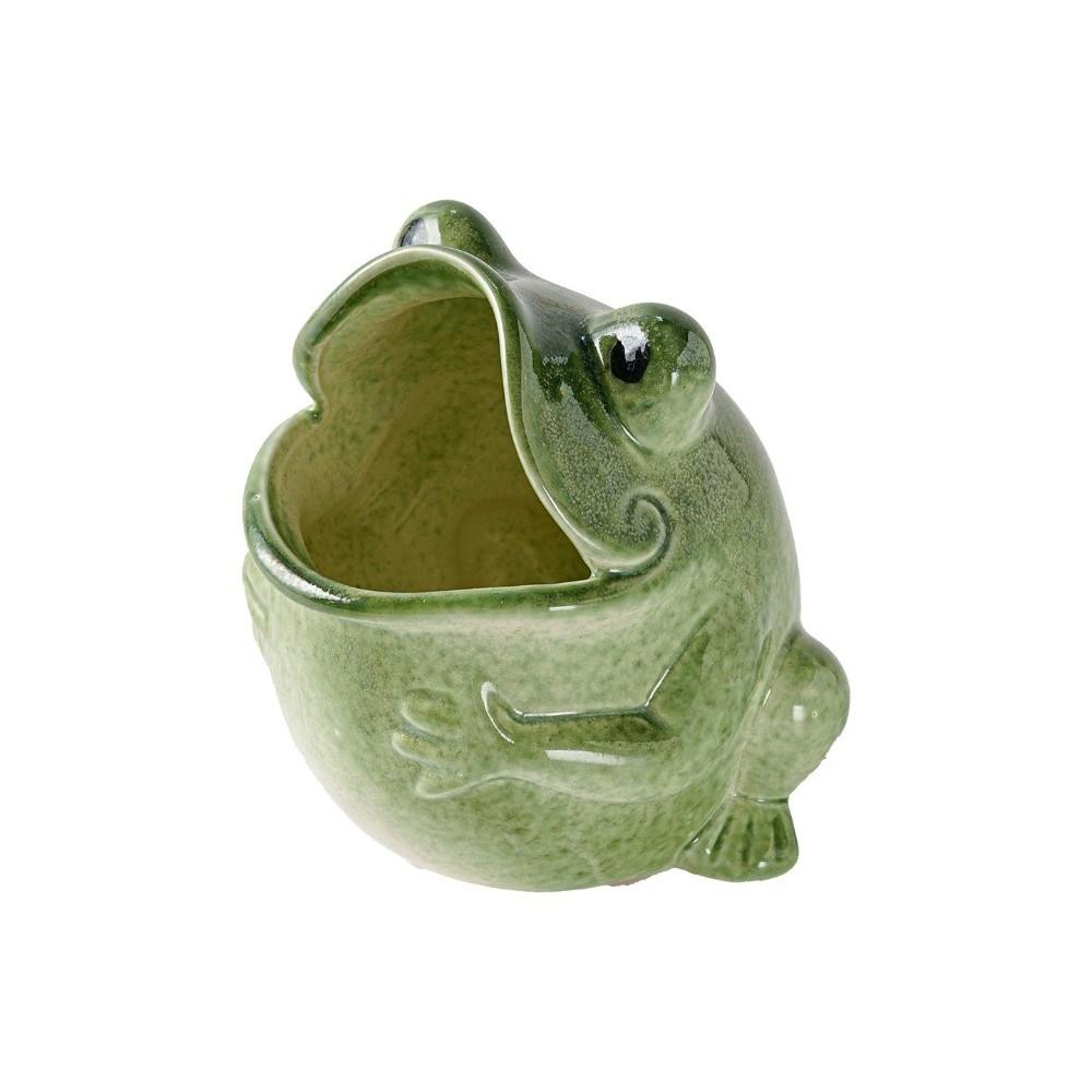 Keramik Frosch Schmuckhalter Offener Mund Glasierte Oberfläche Frosch Schmuckschale Froschform Freistehend Dekorativer Frosch Behälter