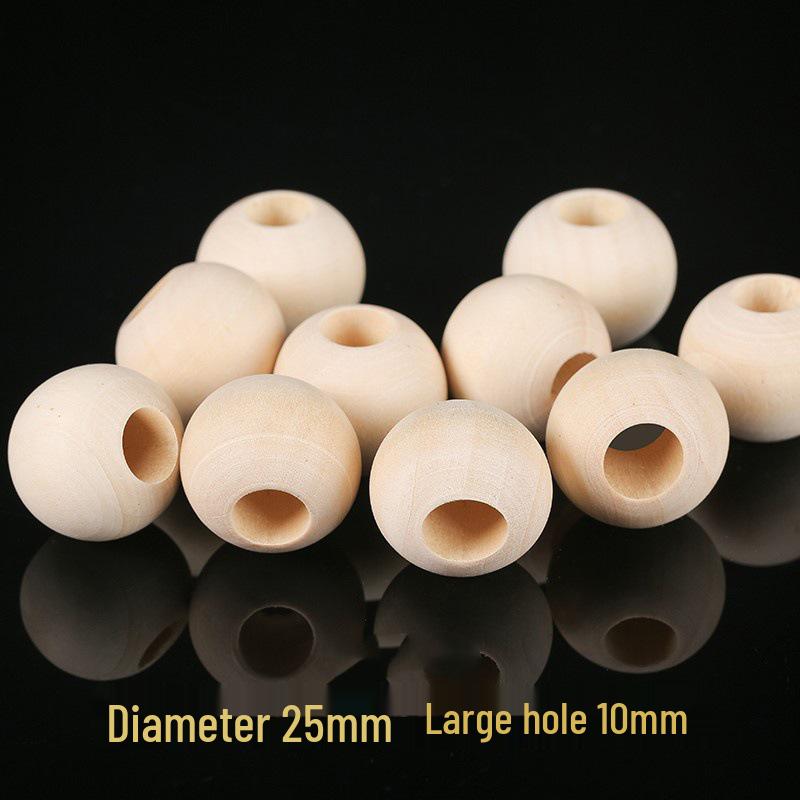 Maple Wood Large Hole Beads for DIY Bracelets - Round Accessories in Drawstring Bag