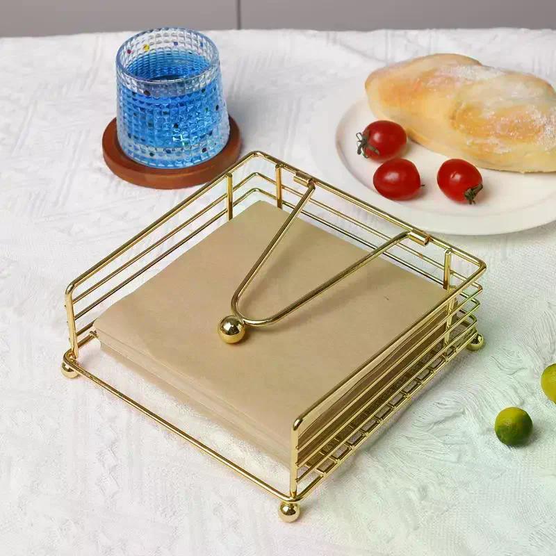 1Pcs Napkin Holder Flat Napkin Dispenser Square Iron Paper Holder For Kitchen Dining Room Restaurant Decoration