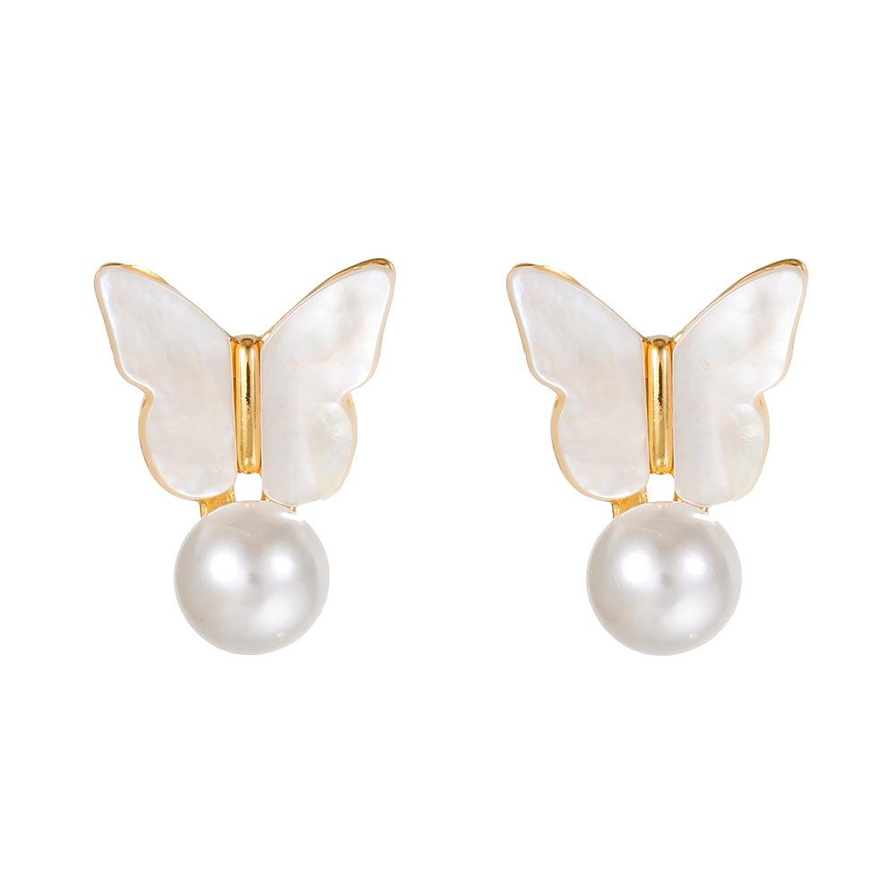 

Super Fairy Exquisite Butterfly Fritillary Earrings Women S Small Simple And Versatile High-End Light Luxury Earrings білий