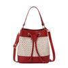 Mode Bündel Tasche Stroh Umhängetasche Gewebt Pendeln Kordelzug Eimerbeutel Handtasche Messenger Bag Strand Schultertasche Damen