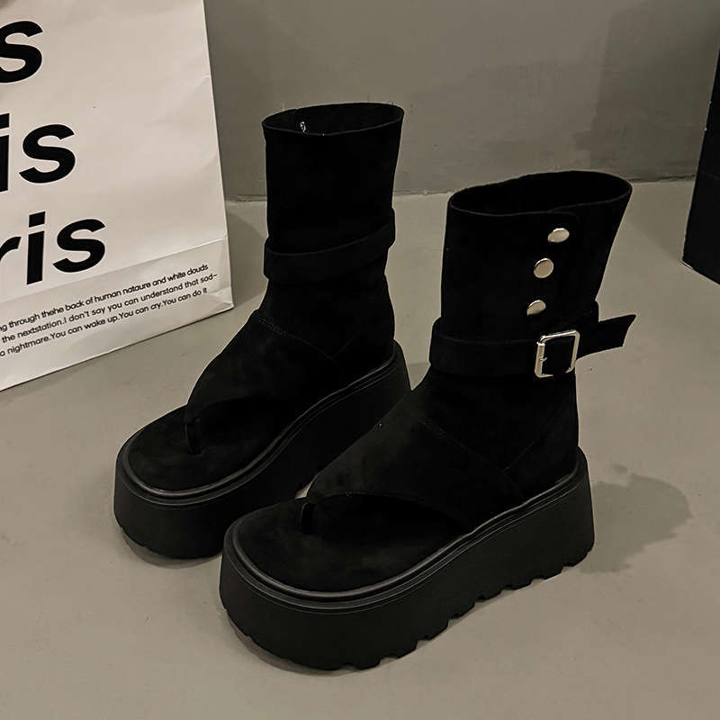 Thick-soled Heightening Toe Boots Cool Boots Summer New Western Cowboy Stacking Boots Fashionable Medium Tube Short Boots