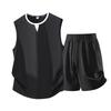 Men's Ice Silk Short-sleeved T-shirt Suit Men's Sports Cool Quick-drying Breathable Large Size Casual Sportswear Two Pieces