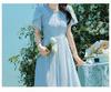 Elegant French Style Long Dress with Petal Sleeves and Belted High Waist