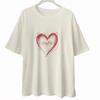 2025 Summer Heart Pattern Plus Size Women's Loose Slimming Round Neck Half Sleeve T-shirt