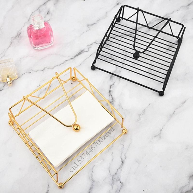 Modern Nordic Square Napkin Holder Iron Kitchen Storage For Dining Table Countertop Paper Rack P9YB