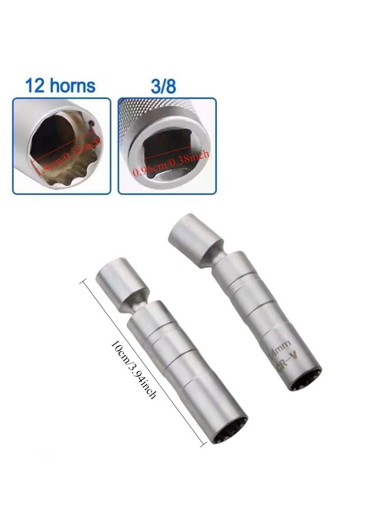 Zündkerzennuss-Adapter 14mm 16mm Kardangelenk mit magnetischer flexibler dünnwandiger 3/8"-Antrieb Autowartungswerkzeug