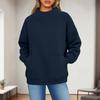 Women's Fashionable Casual Solid Color Round Neck Long Sleeved Pocket Sports Casual Pullover Sweatshirt Top