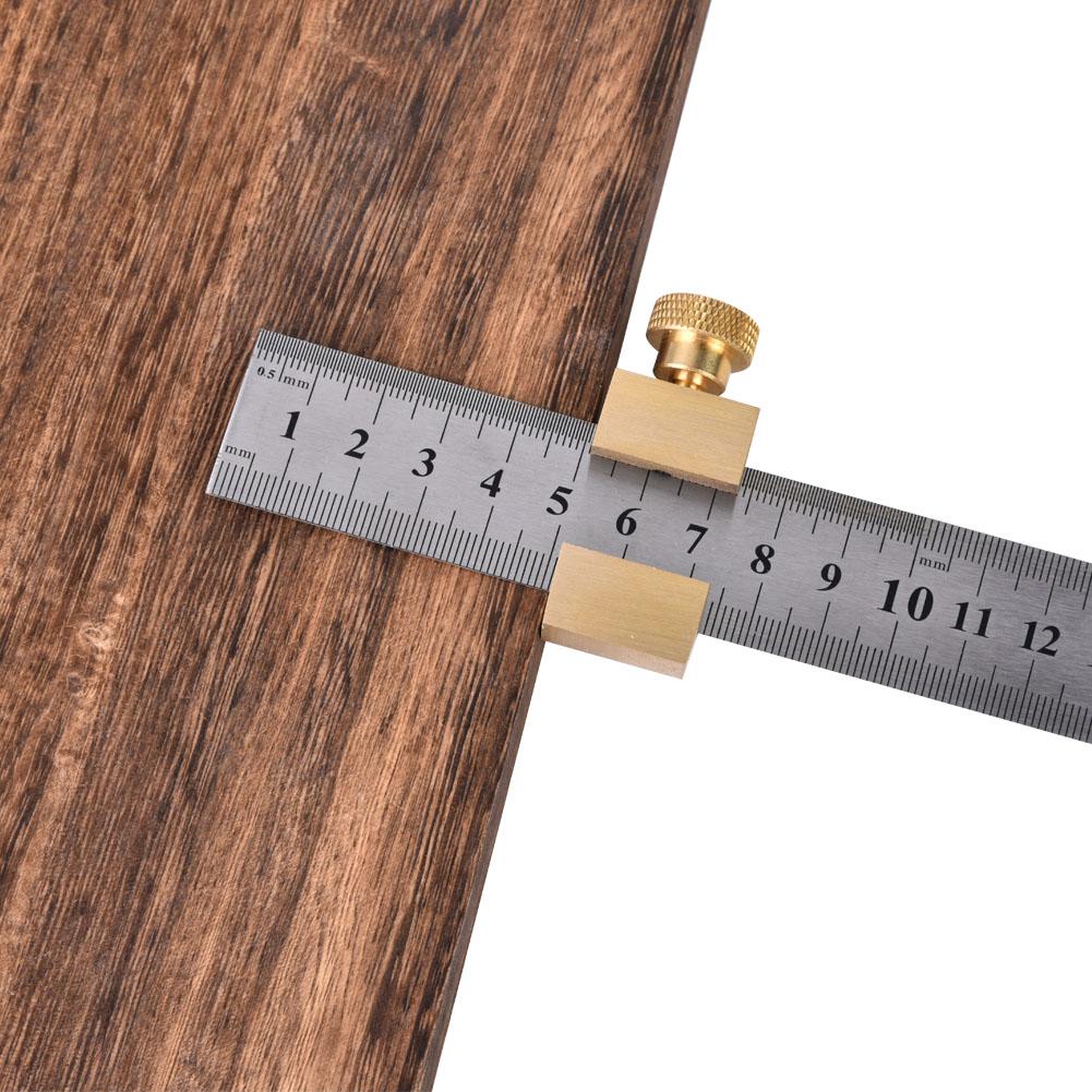 30cm Steel Ruler Woodworking Marking Locator Measuring Tool with Brass Slide Block