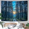 Nature Mountain Forest Tapestry Sage Green Tree Stream Wall Tapestry for Bedroom Aesthetic Lush Woodland Landscape Small