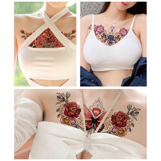 Temporary Tattoo Colorful Removable Quick Apply Skin-touch Temporary Body Art Easy to Use Waterproof Flower Tattoos Sticker Personal Use
