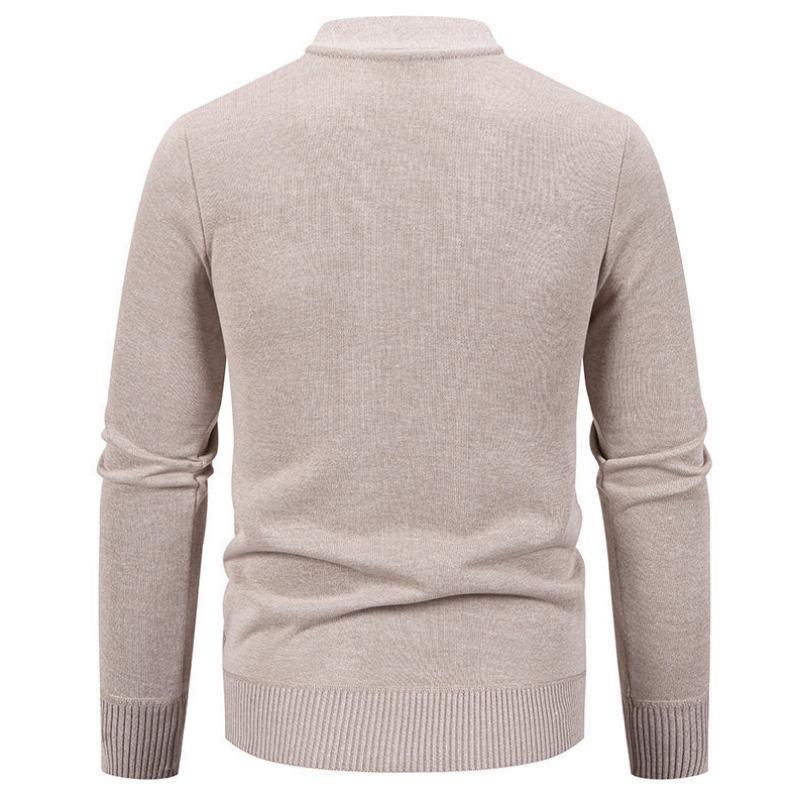 Men Slim Fit Fleece Knit Long Sleeve Cardigan Solid Color Casual