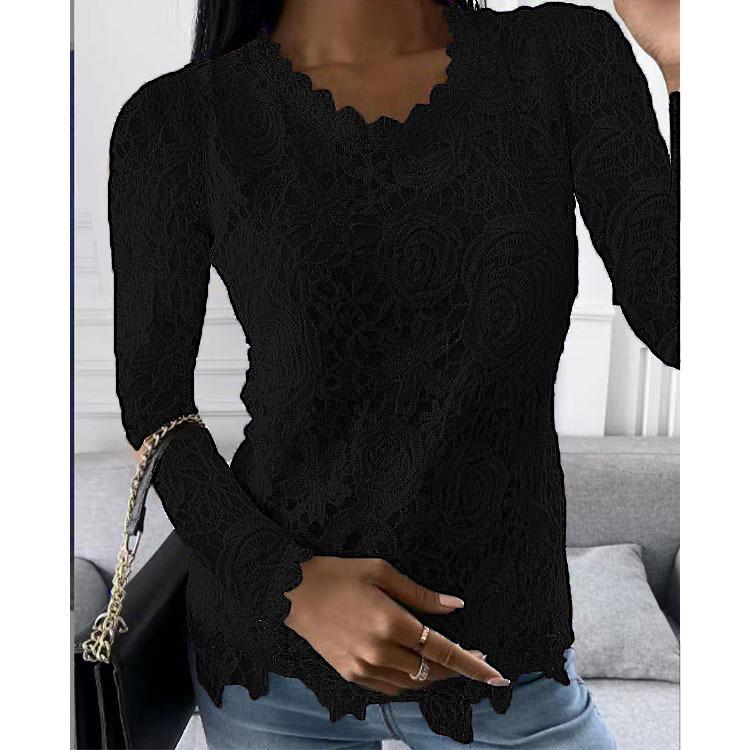 Women's European & American Lace Long-Sleeve Top for Autumn/Winter