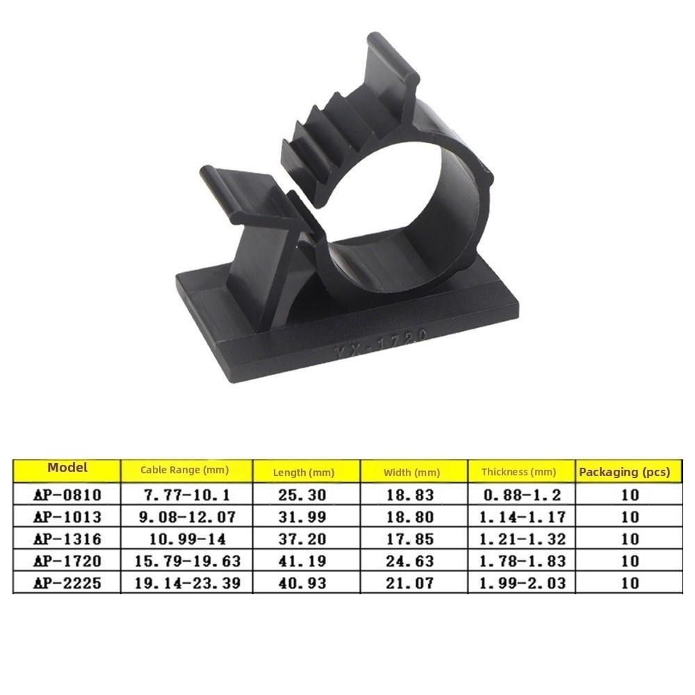 10Pcs Plastic Wire Clamp Holders Self-Adhesive Cable Tie Mounts  Electronics Cord Organization