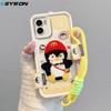 KEYSION Cartoon Cute Plush Embroidery Case for VIVO Y15S Y15A with Lanyard Soft Silicone Shockproof Phone Cover for VIVO Y16 Y01