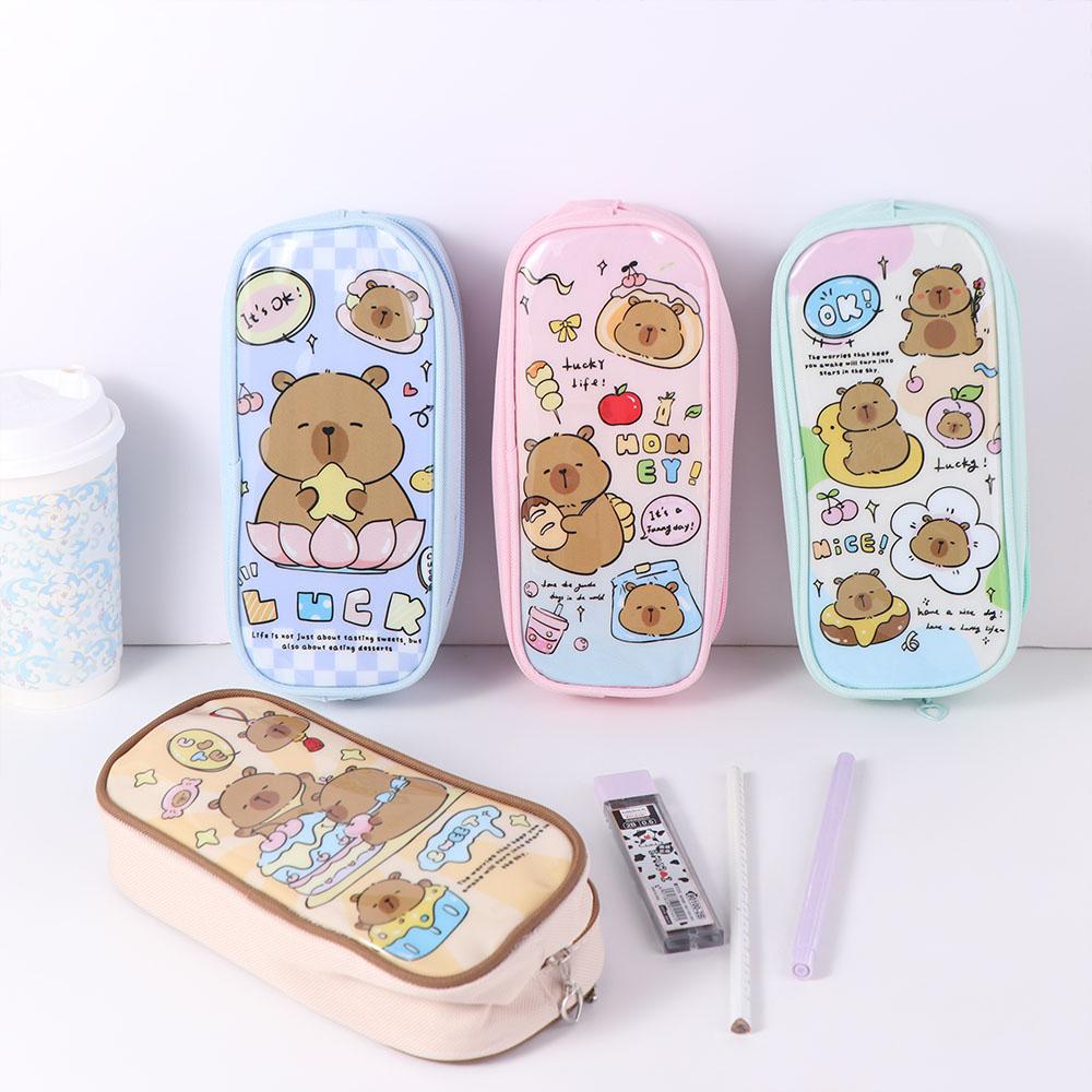 Desktop Storage Cartoon Capybara Stationery Bag Cartoon PVC Pencil Pouch  Student