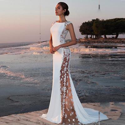 2026 Neues Maxikleid für Damen mit Spitzenbesatz und Cut-Out-Detail, Sexy Urlaubs-Kleid mit Schleppe für Hochzeit & Party