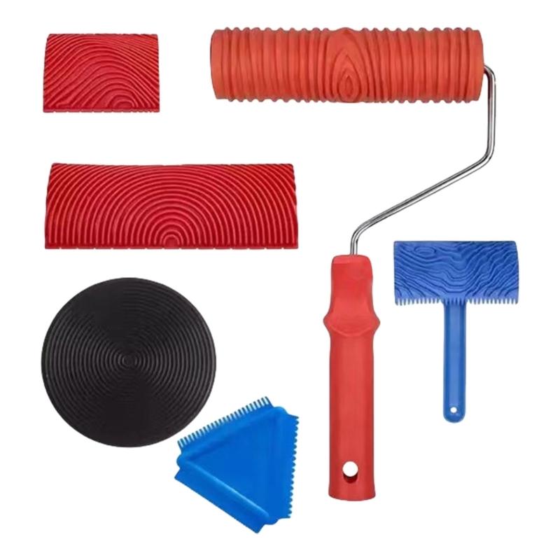 Multipurpose Wood Grains Drywall Compound Roller Covers Pack of 6 Accessory for Professional Wall and Ceiling Painting