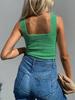 Women's Ribbed Tank Top Square Neck Slim Fit Sleeveless Summer Knit Shirt