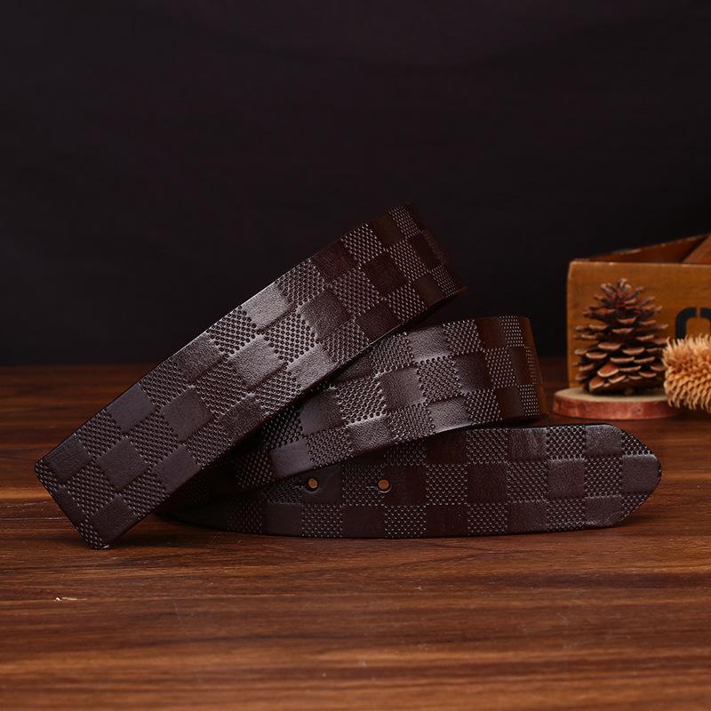 Headless Belt Men'S Genuine Leather First Layer Cowhide Belt Strip Trend No Buckle Smooth Buckle Belt Plate Buckle Belt No Buckle Head