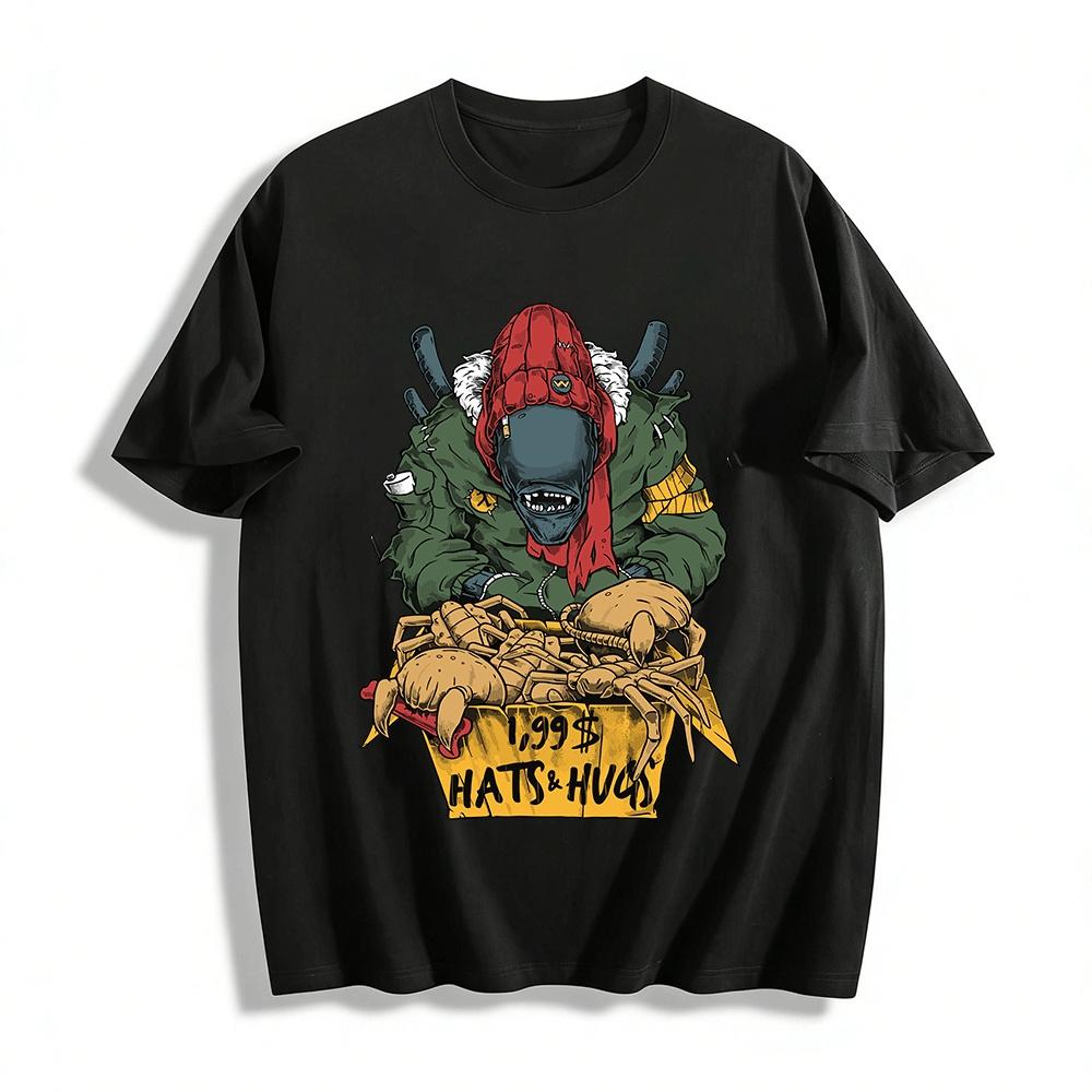 

Alien Selling Crab Graphic Novelty Streetwear Top Pure cotton T-shirt XXS