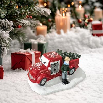 Christmas Truck Figurines Resin Vintage Rustic Ornaments Car Christmas Decorations For Holiday Party Offices Home Room Desk