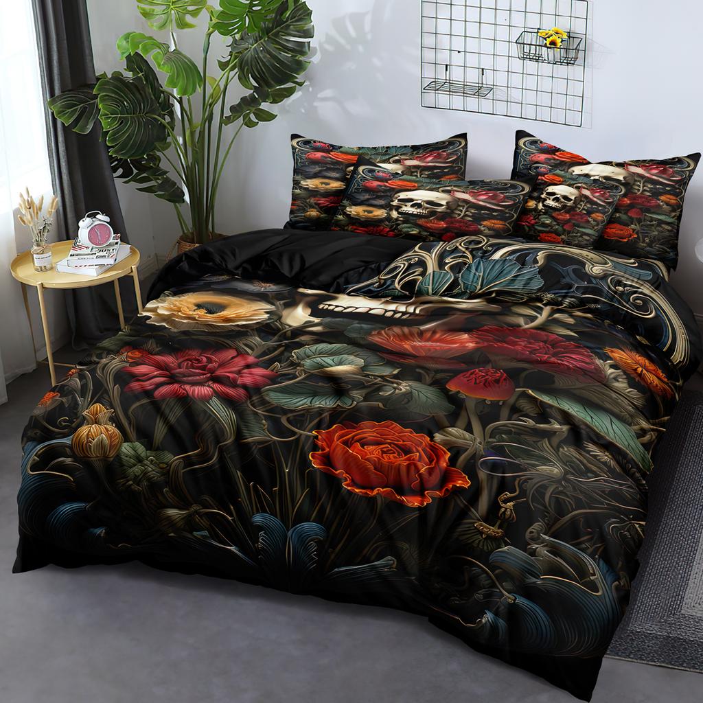 3-Piece Simple Modern Skull Animal Pattern Digital Printed Down Duvet Cover Set,Bedding Set(1 Down Duvet Cover+2 Pillowcases)