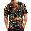 Men's Casual Printed Crew Neck Lightweight Breathable Short Sleeve Shirt Halloween Pattern Comfortable Fit