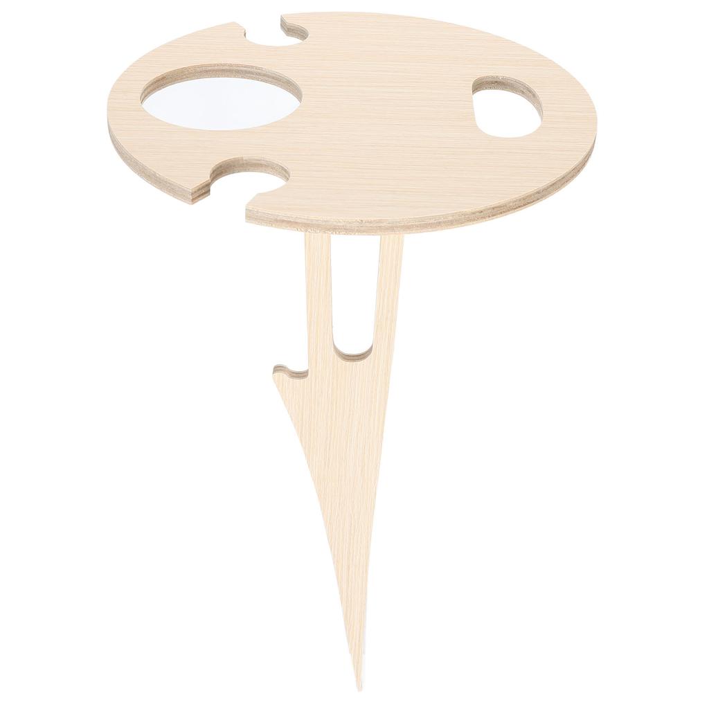 Foldable Wine Table Stake Portable Outdoor Round Wine Table Stable Solid Wood Picnic Table for Lawn Garden Beach