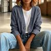 Women's Casual Open Front Cardigan Denim Look Jacket Long Sleeve Button Down Lightweight Outerwear for Everyday Wear