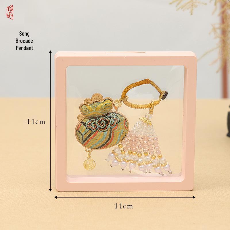 Crystal Tassel Horse Pendant Sachet: Cultural Brocade Keychain Gift