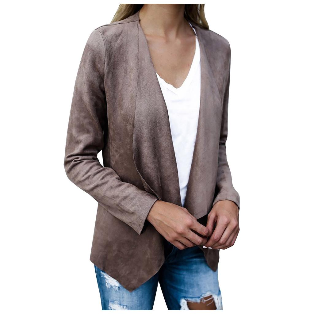 Women's Fashion Lapel Solid Color Velvet Mid-length  Small Coat